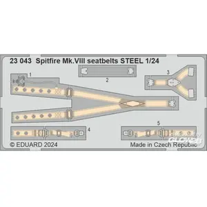Eduard Modelbouwdecoratie - 23043 Spitfire Mk.VIII Veiligheidsgordels STAAL - Photo-etch