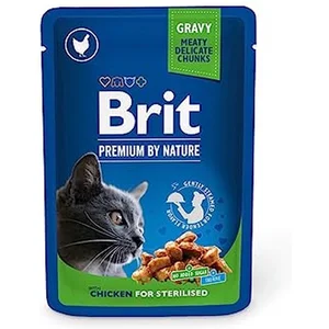 Brit Premium - Natvoer - Gesteriliseerde Kat - Zakje -  Kip Plakjes - 100GR - 1ST pas cher