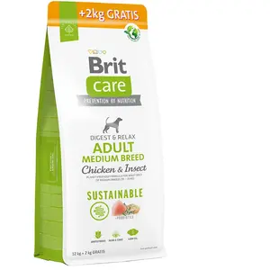 Granulki dla  rednich psów Brit Care Dog Sustainable Adult Medium Breed 12 + 2 kg GRATIS pas cher