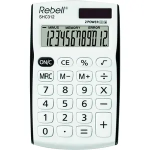 REBELL re de shc312 Petit Calculatrice, écran 12 chiffres, blanc/noir