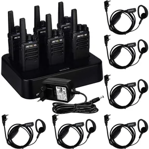 Retevis RT668 Talkie Walkie, PMR446 sans Licence Radio Bidirectionnelle Rechargeable avec Casque (Noir, 6 Pièces)Vendu parcdiscount