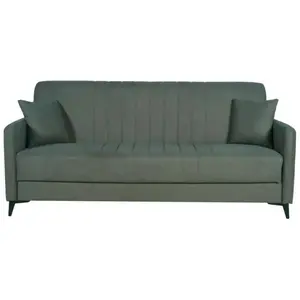 Canapé convertible - 3 places  - ENZO - Tissu vert foncé - 2 coussins - Coffre de rangement -  211 x 92 x 98 cm pas cher