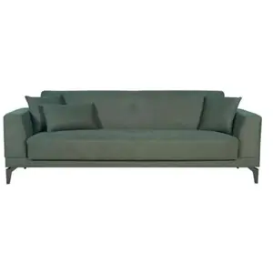 Canapé convertible 3 places - HENRY - Tissu vert foncé - 3 coussins - coffre de rangement - 234 x 85 x 84 cm pas cher