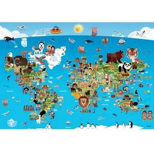 Anatolian Puzzle 260 pièces - Carte du monde dessin animé pas cher