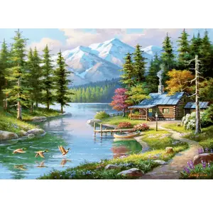 Puzzle paysage nature - Canoe en bord de lac - 1500 pièces - ANATOLIAN pas cher