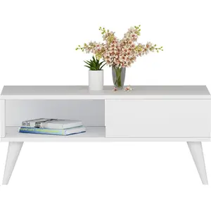 MENZZO Table basse style scandinave Samar 58x43,3cm Bois Blanc pas cher