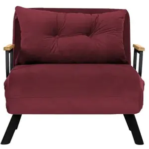 MENZZO Fauteuil Convertible Métal Noir Et Tissu Bordeaux pas cher