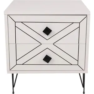 MENZZO Table de chevet Akilina H55cm Métal Noir et Bois BlancVendu pargalaxus