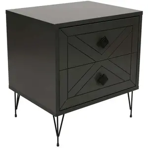 MENZZO Table de chevet Akilina H55cm Métal Noir et Bois AnthraciteVendu pargalaxus