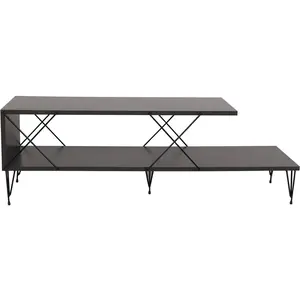 MENZZO Meuble TV 2 étagères Cayena 120cm Métal Noir et Bois Anthracite pas cher