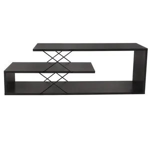 MENZZO Meuble TV 2 étagères Loiria 120cm Métal Noir et Bois Anthracite pas cher