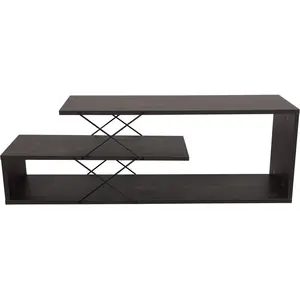 MENZZO Meuble TV 2 étagères Loiria 120cm Métal Noir et Bois Marron foncé pas cher