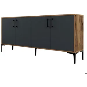 MENZZO Buffet bas Vranus 180cm Bois Naturel et Anthracite et Métal Noir - MEN... pas cher