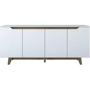 MENZZO Buffet - GD102 - 4 portes - 180 x 79 x 45 cm - Blanc / Noyer pas cher