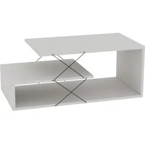 MENZZO Table basse design à 3 plateaux Loiria Noir et Blanc