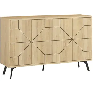 MENZZO Buffet bas Santos 123cm Bois Chêne clair pas cher