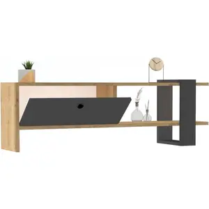 MENZZO Meuble TV 1 porte kaine 120cm Bois clair et Anthracite pas cher