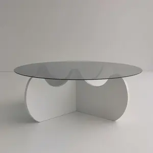 Table basse - EMOB - Rond - Verre - Blanc - Contemporain - Design pas cher