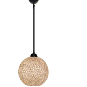 MENZZO Suspension Davia D24cm Métal Noir et Jute Beige pas cher