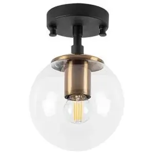 MENZZO Plafonnier lampe sphérique Acresh Ø15cm Verre Transparent et Métal Noir pas cher