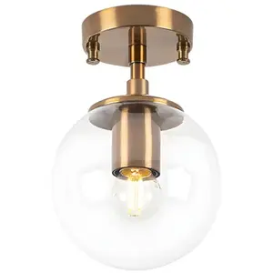 KOBO Living Plafonnier en métal avec globe - D. 15 x H. 23 cm - Vintage - BARLATI pas cher