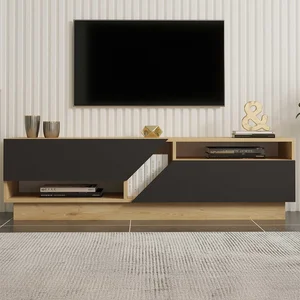 Meuble TV en bois Yaprak - 160 x 40 x 45 cm - Saphir Anthracite pas cher