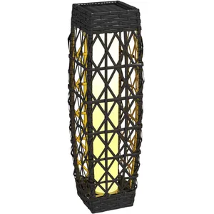 EIFSON Lampadaire 20x20x68 cm, lampadaire solaire, avec abat-jour en rotin, capteur de lumière, éclairage de jardin LED étanche, éclairage extérieur, max 15 pas cher