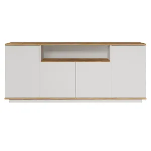 VENTE-UNIQUE Buffet avec 4 portes et 1 étagère - Naturel clair et Blanc - LOTULA pas cher