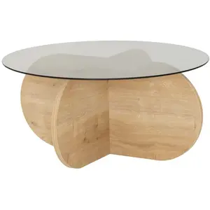Table basse - Bubble - Chêne - Plateau effet fumé - Diamètre 75cm - Hauteur 35cm pas cher