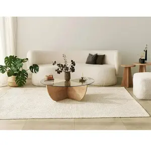 MENZZO Table basse design Sunac D90cm Verre Transparent et Chêne clair pas cher