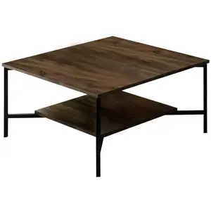 MENZZO Table basse carrée Harmony 80x80cm Métal Noir et Bois foncé pas cher