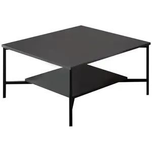 MENZZO Table basse carrée Harmony 80x80cm Métal Noir et Bois Anthracite pas cher