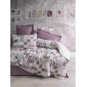 Parure de lit - 129CTN64410 - 1 housse de couette 220 x 240 cm + 2 taies doreiller 60 x 60 cm - 100% coton ranforcé - Rose pas cher