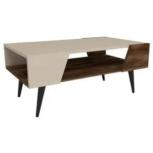 MENZZO Table basse Niraj 90x53,6cm Bois foncé et Noir pas cher