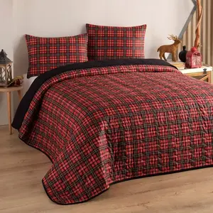 L'essentiel, Couverture, Iskoç Red King Quilted Bedspread Set FR (240 x 220 cm) pas cher