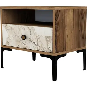 Table de nuit - EMOB - Woody Fashion - Blanc - 50cm - 56cm - 40cm pas cher