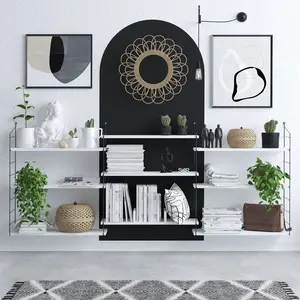 CALICOSY Etagère blanche avec métal noir H216 cm - 216 cm X 20 cm X 85 cm - LUNGO pas cher