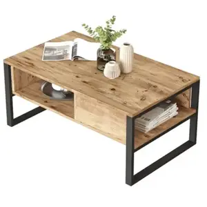 MENZZO Table basse style industriel Oksana Bois clair pas cher