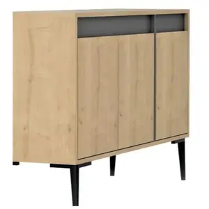 MENZZO Buffet Bravi L120cm Bois clair et Anthracite pas cher