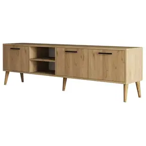 CALICOSY Meuble TV 2 niches 3 portes - L180 cm - 180 cm X 35 cm X 53 cm - EXXEN - Chêne pas cher
