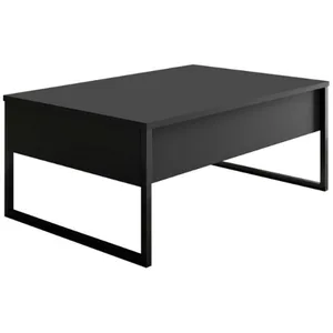 Table basse - MENZZO - Sibylle - Métal Noir - Bois Anthracite - 60x90cm pas cher