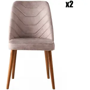 MENZZO Lot de 2 chaises Conla Velours Beige pas cher