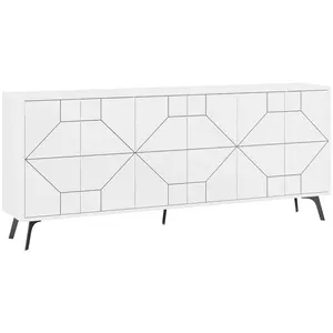 MENZZO Buffet bas contemporain Santos 184cm Bois Blanc pas cher