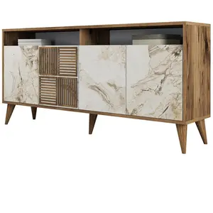 Buffet bas - MENZZO - Kaltes L160cm - Bois - Effet marbre - Moderne - Scandinave pas cher