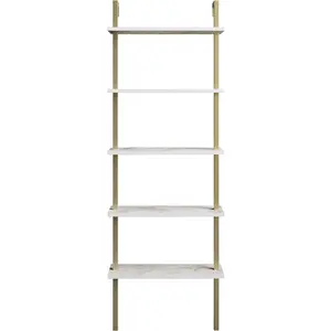 MENZZO Étagère murale Zitron 5 tablettes Bois Effet marbre Blanc et Métal OrVendu pargalaxus