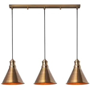 MENZZO Plafonnier 3 lampes alignées Whaela Métal Or antique pas cher