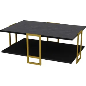 Table basse LESTINA - BOBOCHIC - Or / Noir - Design Bords dorés - Mélaminé pas cher