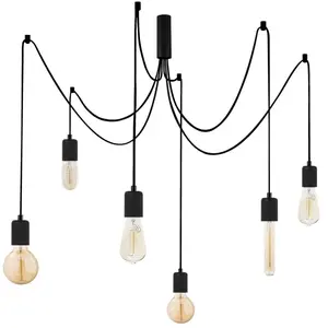 MENZZO Suspension araignée 6 lampes Dustin Métal Noir pas cher