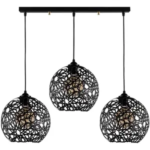 VENTE-UNIQUE Suspension filaire en métal à hauteur réglable CELINDRA - L. 100 x H. 35/115 cm - Noir pas cher