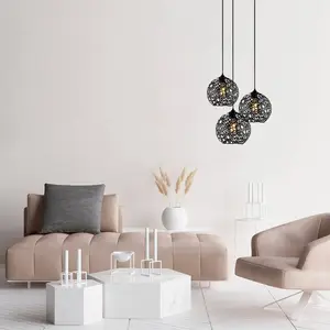 Suspension 3 lampes - MENZZO - Alessi - Métal Noir - D65cm - Design Contemporain pas cher